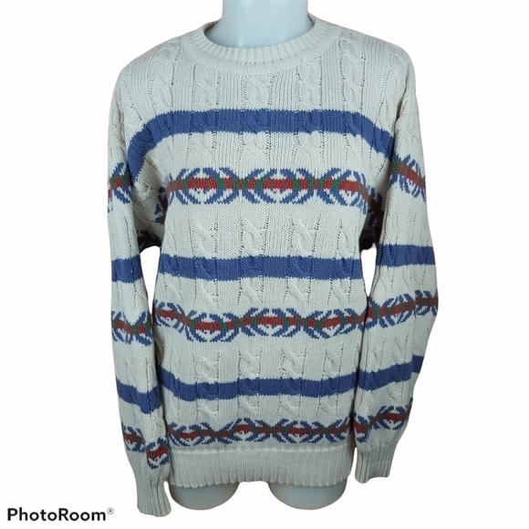 Vintage cable knit sweater grandpa style Large - Picture 1 of 7